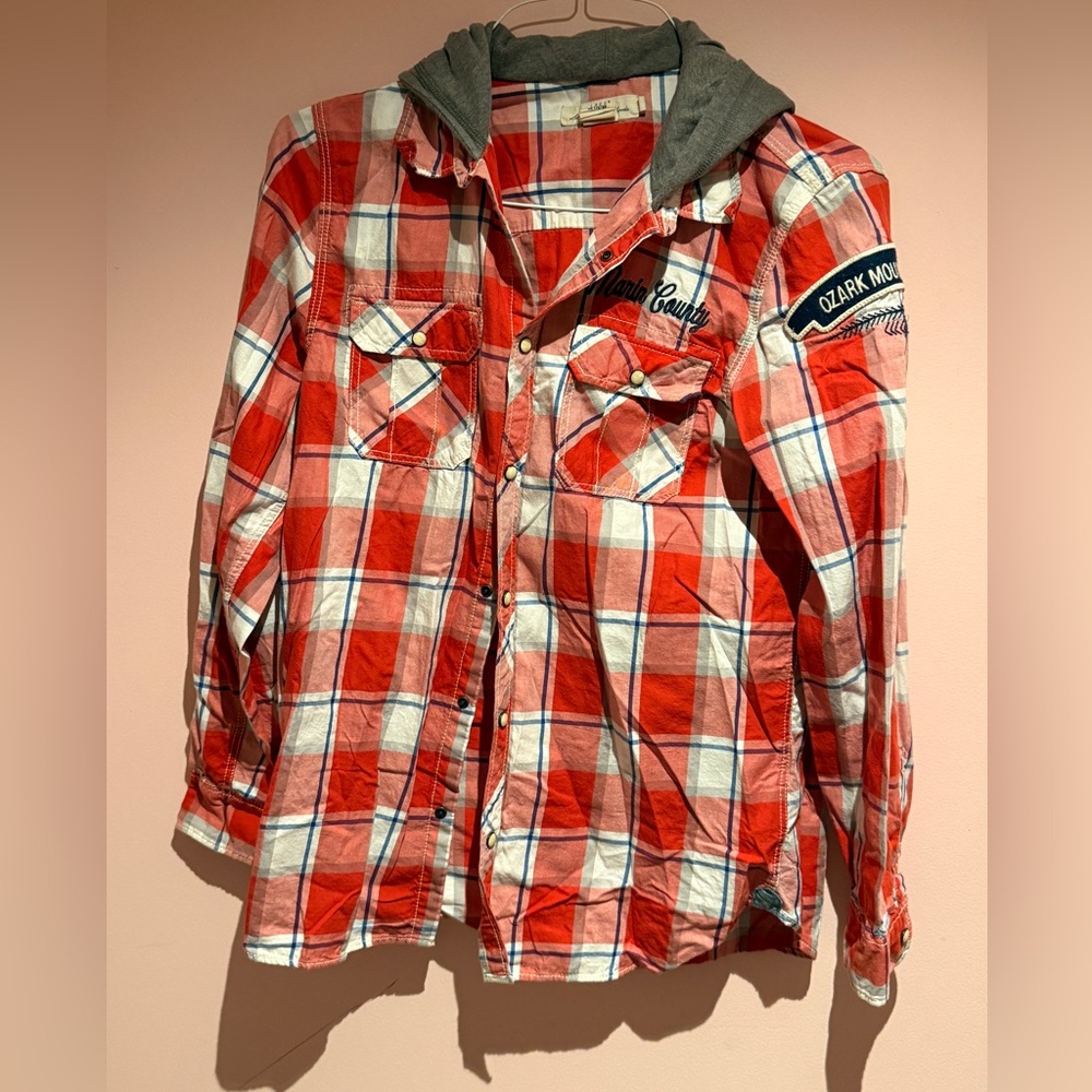 LOGG plaid shirt with hood